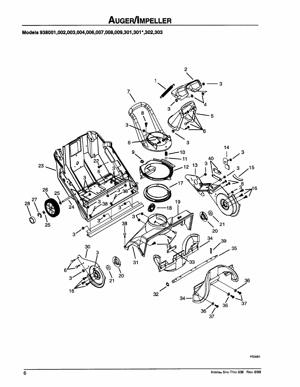 Auger/impeller | Ariens SNO-THRO 009-SS522E User Manual | Page 8 / 14