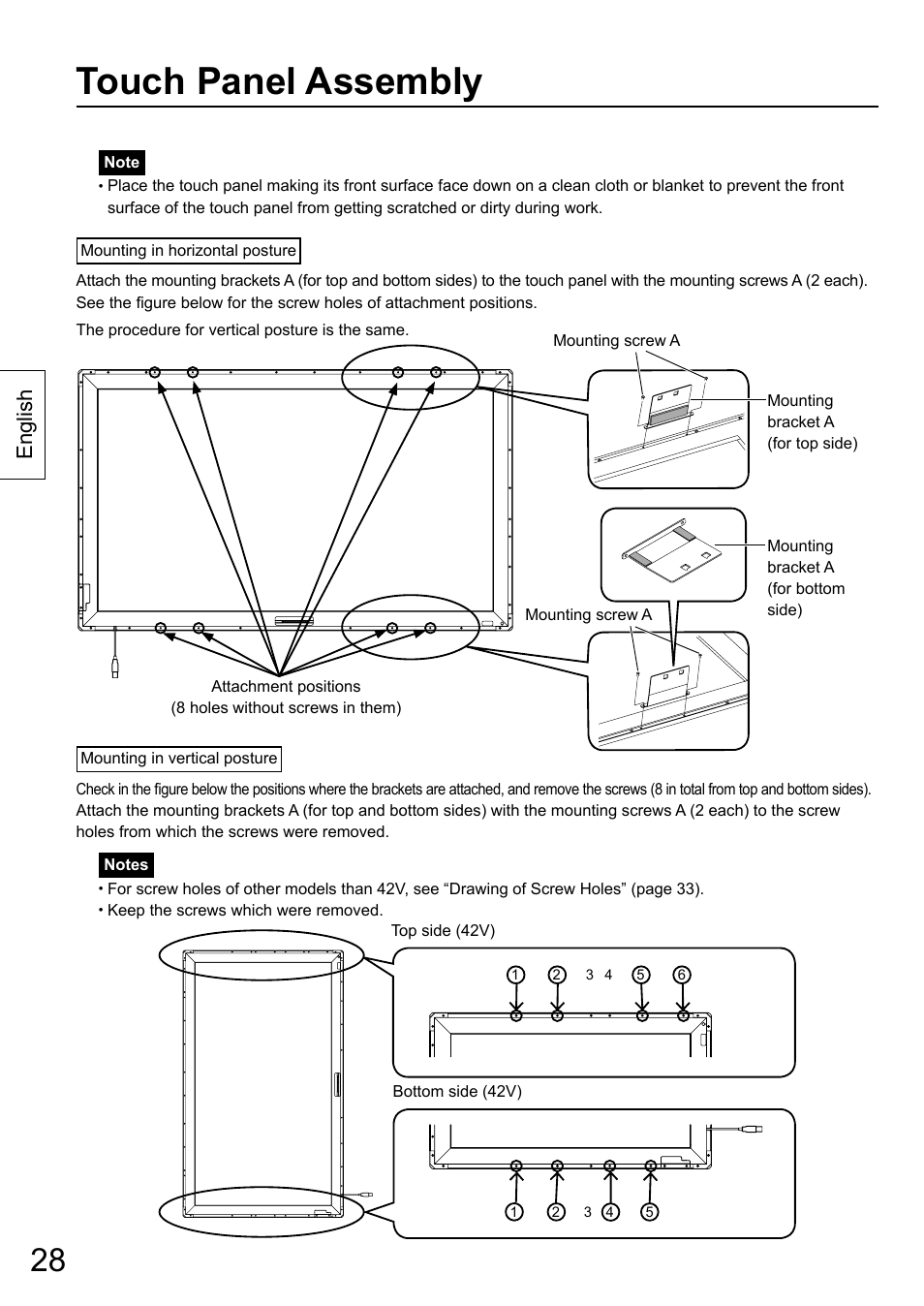 Touch panel assembly, English | Panasonic TYTP65P30K User Manual | Page 28 / 108