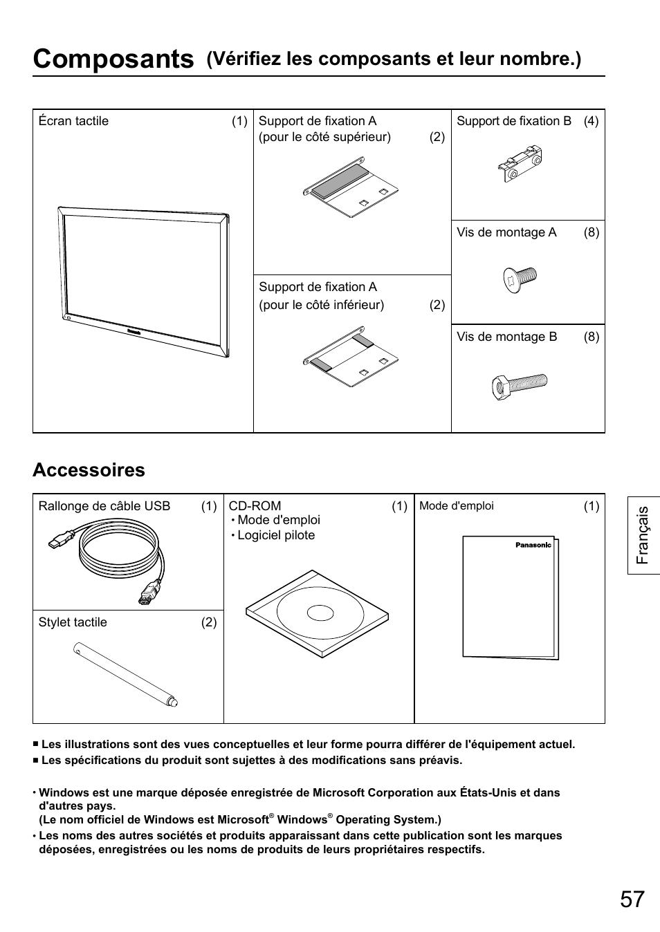 Composants, Français | Panasonic TYTP65P30K User Manual | Page 57 / 108