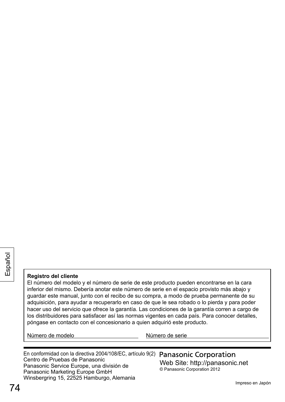 Panasonic TYTP65P30K User Manual | Page 74 / 108