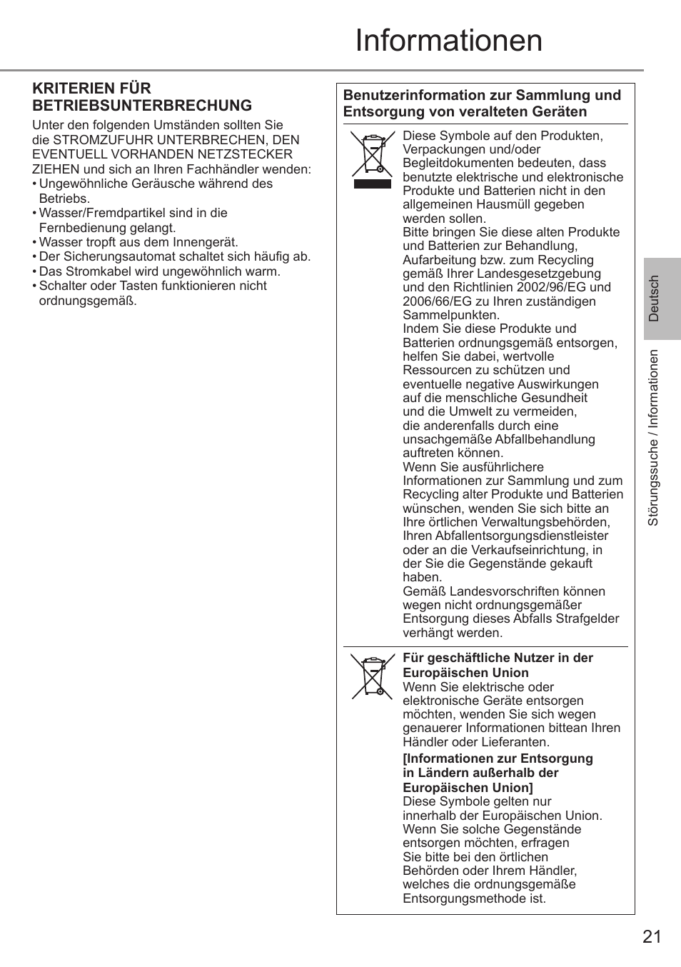 Informationen | Panasonic CSE9PKEA User Manual | Page 21 / 92
