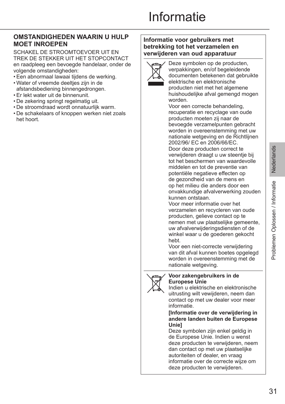 Informatie | Panasonic CSE9PKEA User Manual | Page 31 / 92