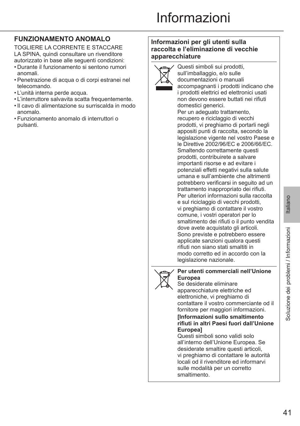 Informazioni | Panasonic CSE9PKEA User Manual | Page 41 / 92