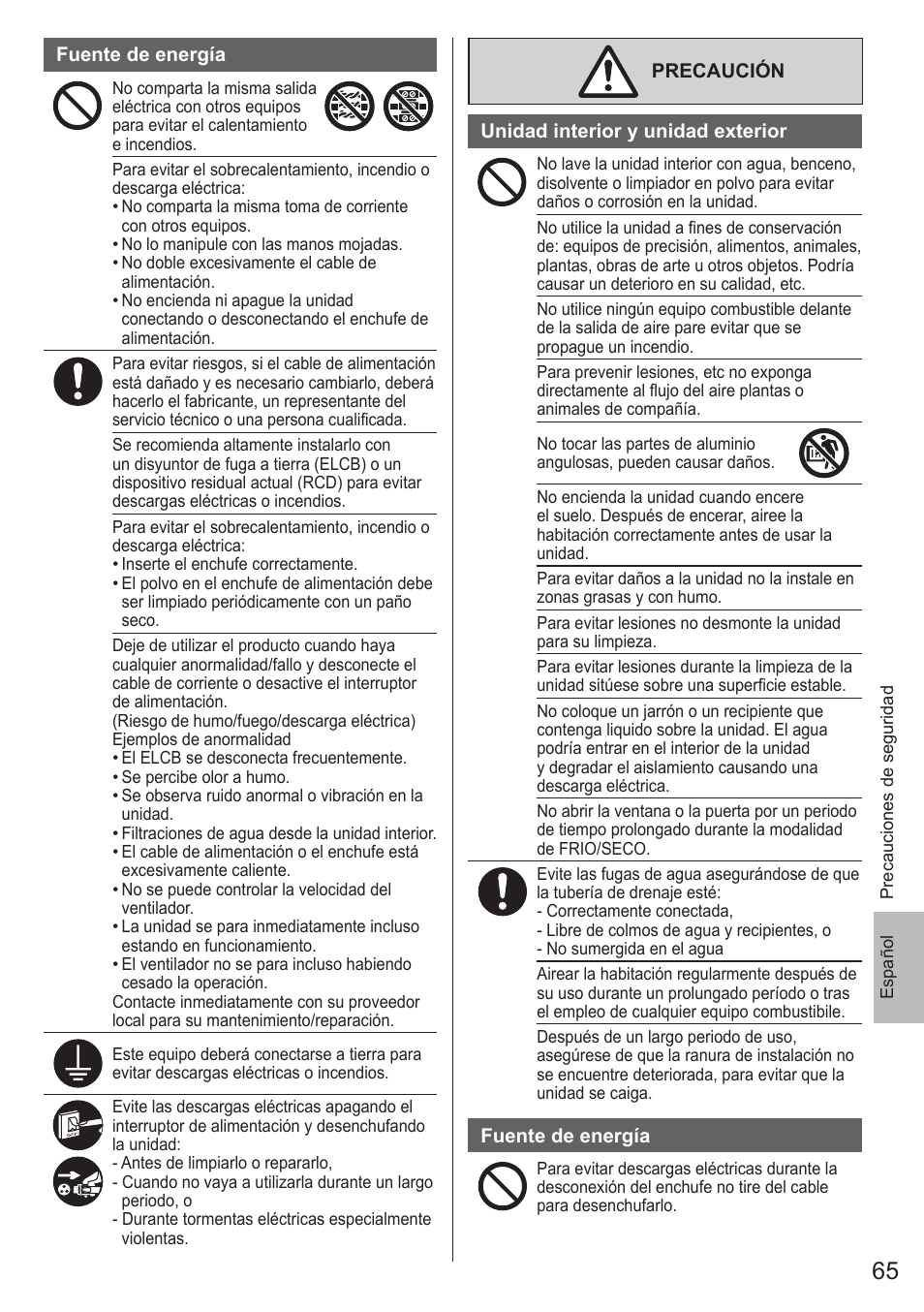 Panasonic CSE9PKEA User Manual | Page 65 / 92