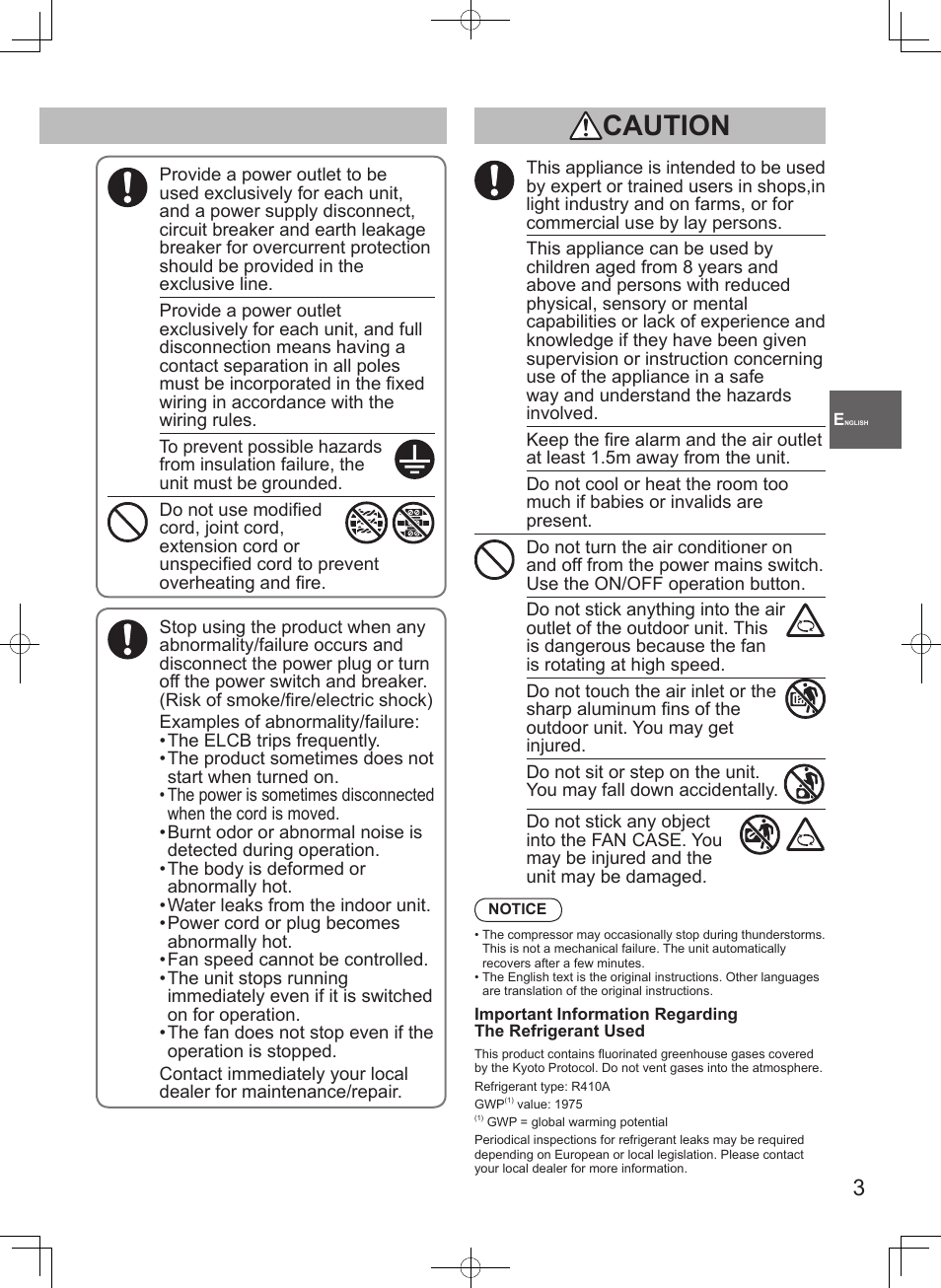 Warning caution | Panasonic S106MF2E5A User Manual | Page 3 / 108