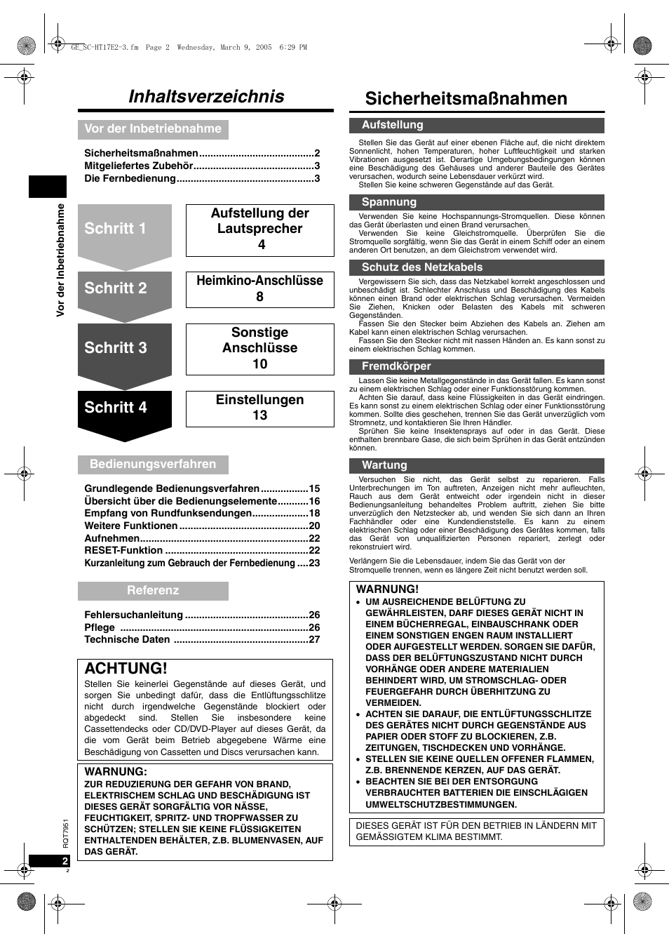 Panasonic SCHT17 User Manual | Page 2 / 80