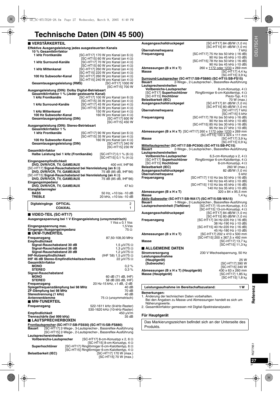 Panasonic SCHT17 User Manual | Page 27 / 80