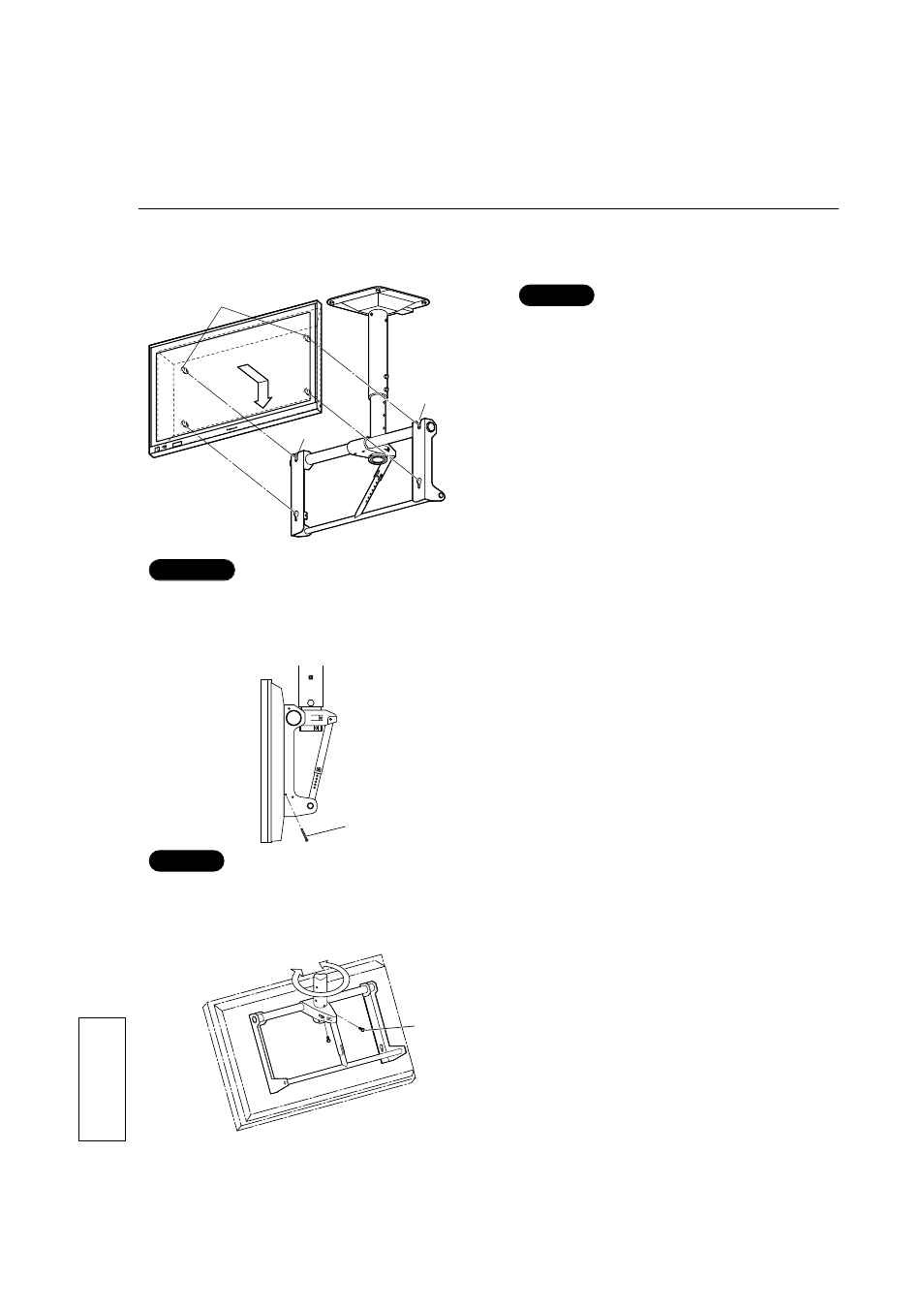 Monteringsprocedure, Montér plasmaskærmen i loftophænget, Fastgør plasmaskærmen | Justér loftophængets retning | Panasonic TYST05S User Manual | Page 48 / 52
