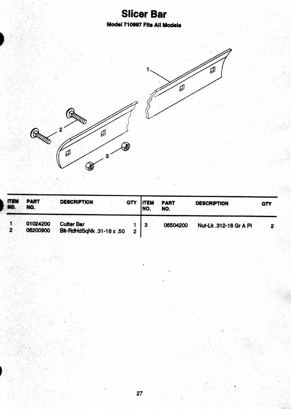 Slicer bar | Ariens Sno-Thro PM-24-93 User Manual | Page 28 / 28