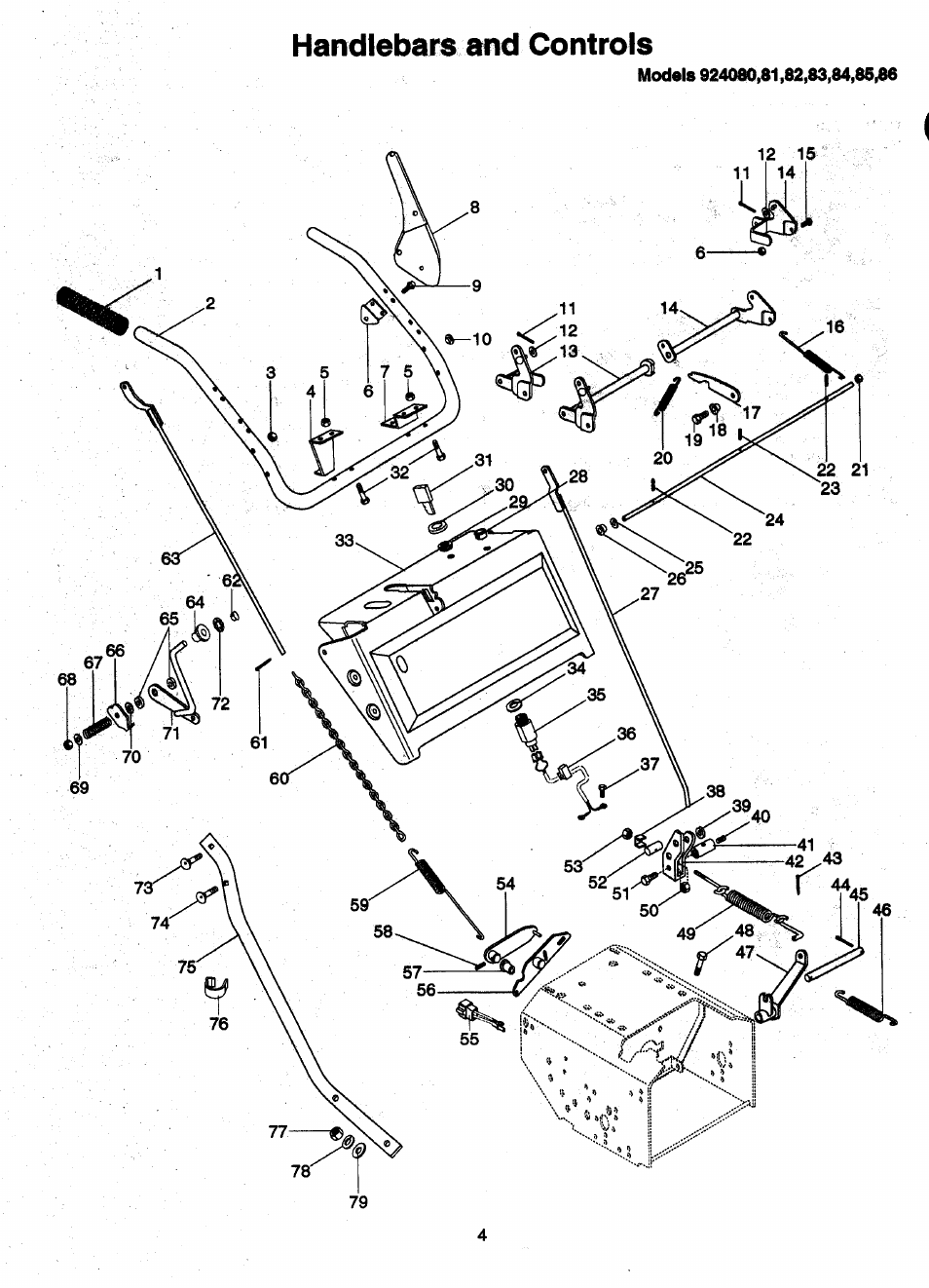 Handlebars and controls | Ariens Sno-Thro PM-24-93 User Manual | Page 6 / 28