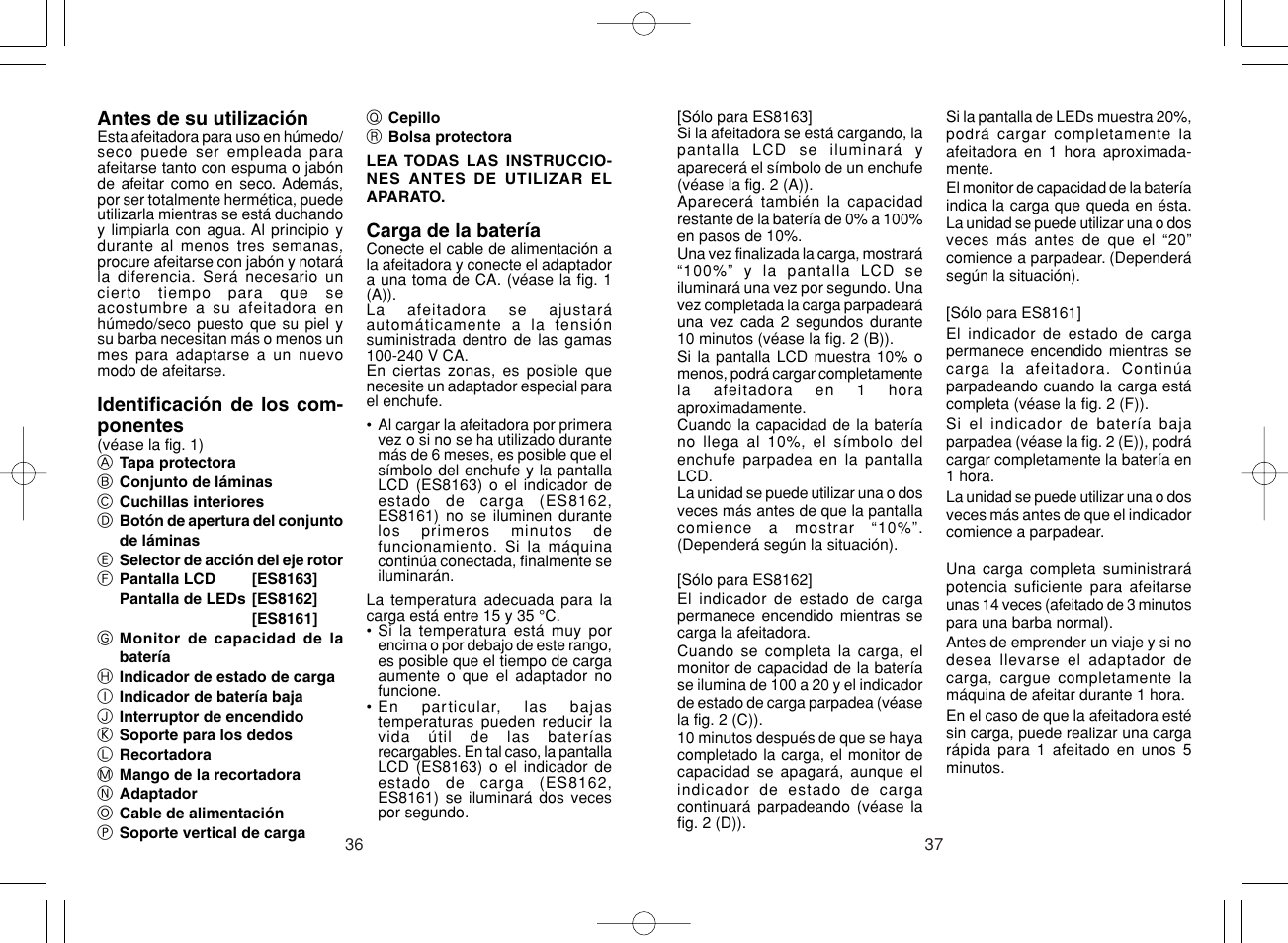 Panasonic ES8163 User Manual | Page 19 / 60