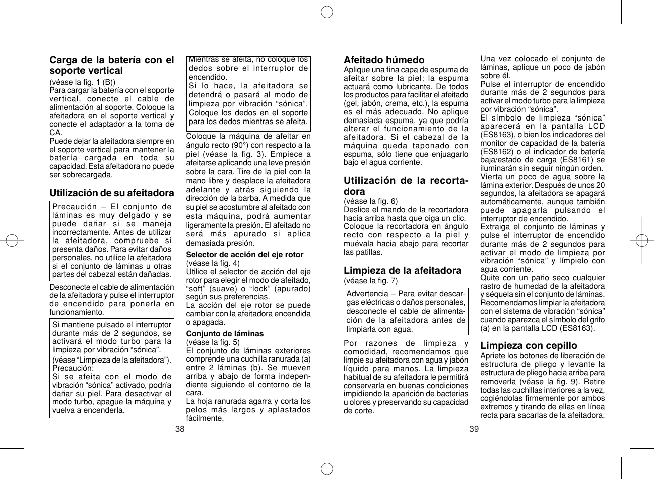 Panasonic ES8163 User Manual | Page 20 / 60