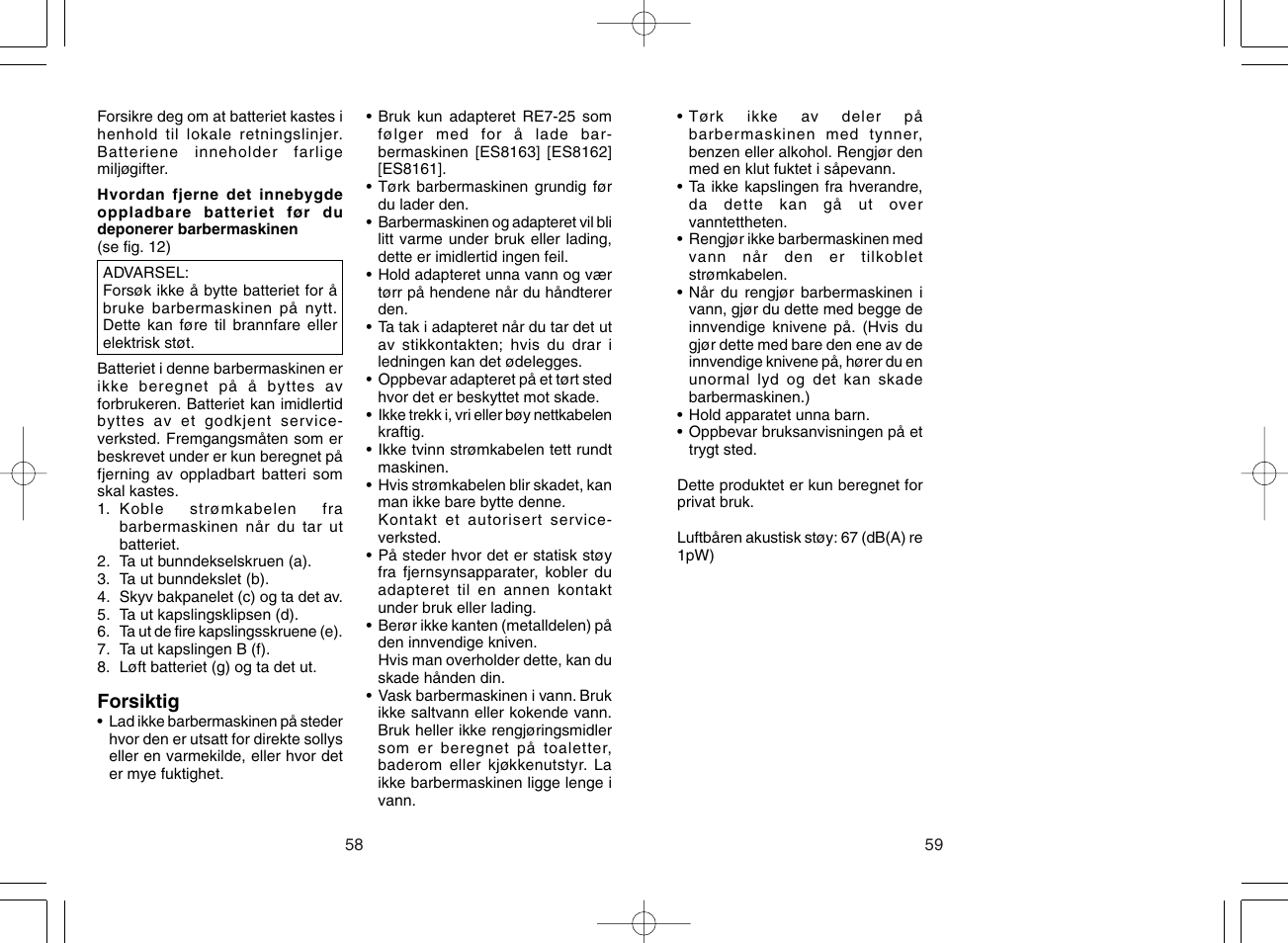 Panasonic ES8163 User Manual | Page 30 / 60