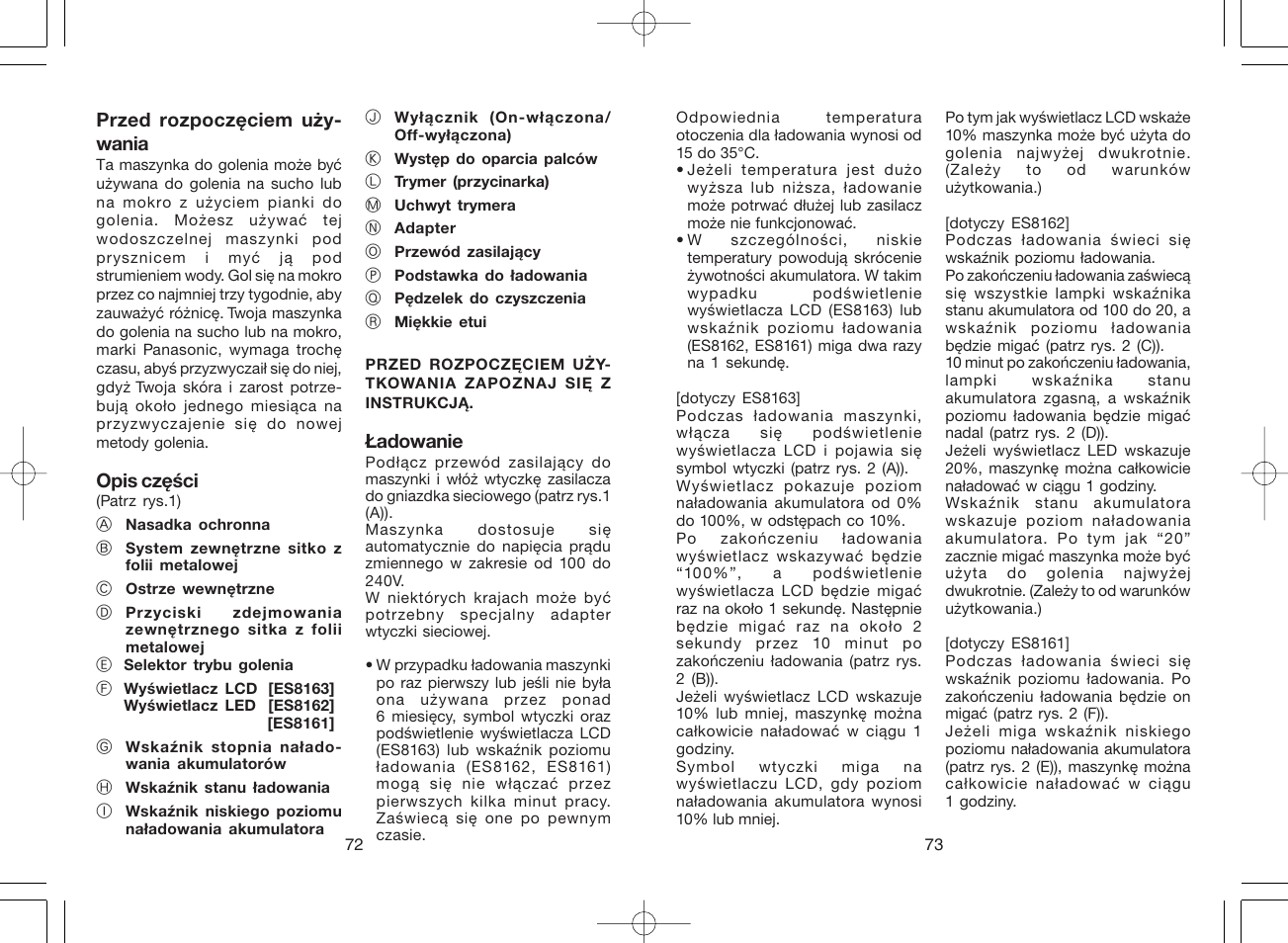 Panasonic ES8163 User Manual | Page 37 / 60