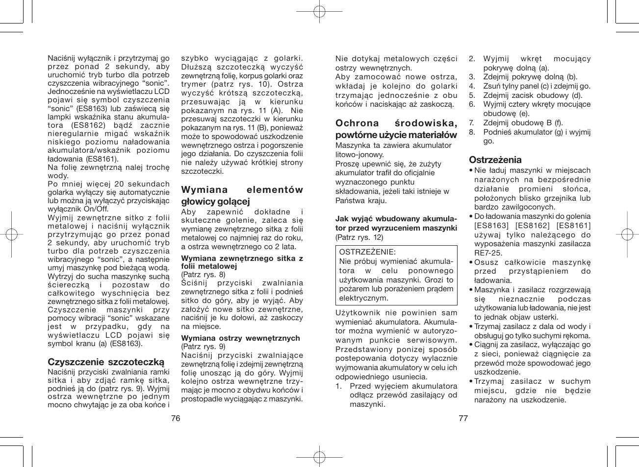 Panasonic ES8163 User Manual | Page 39 / 60