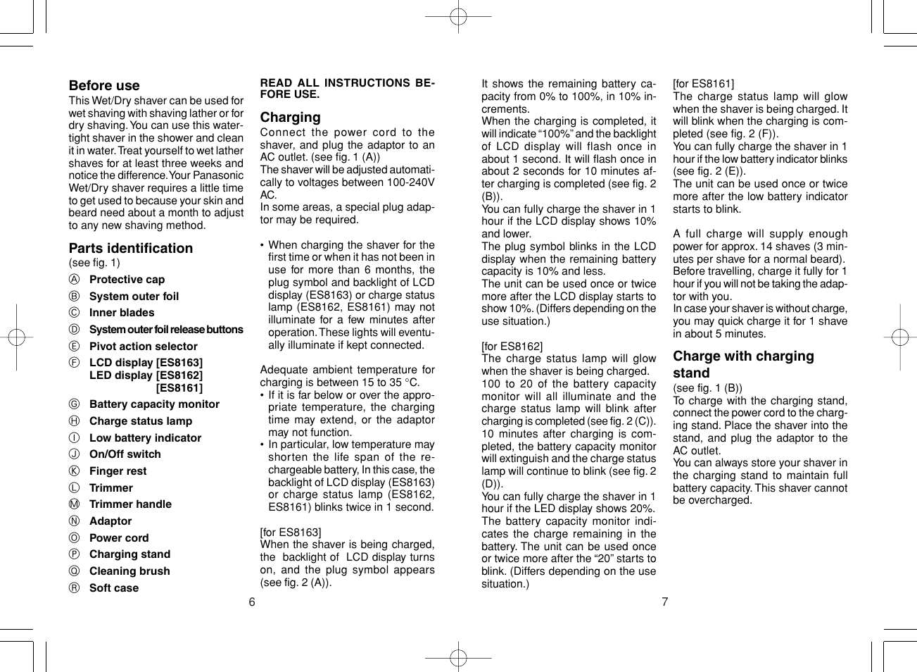 Panasonic ES8163 User Manual | Page 4 / 60