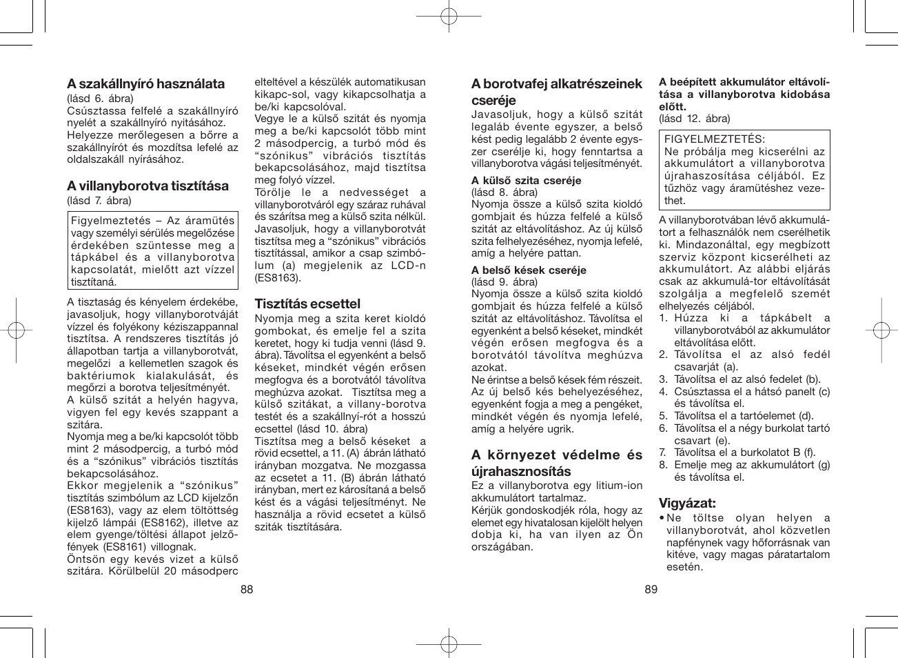 Panasonic ES8163 User Manual | Page 45 / 60