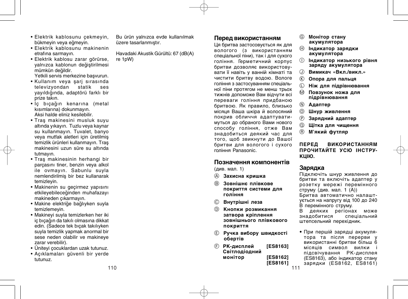 Panasonic ES8163 User Manual | Page 56 / 60