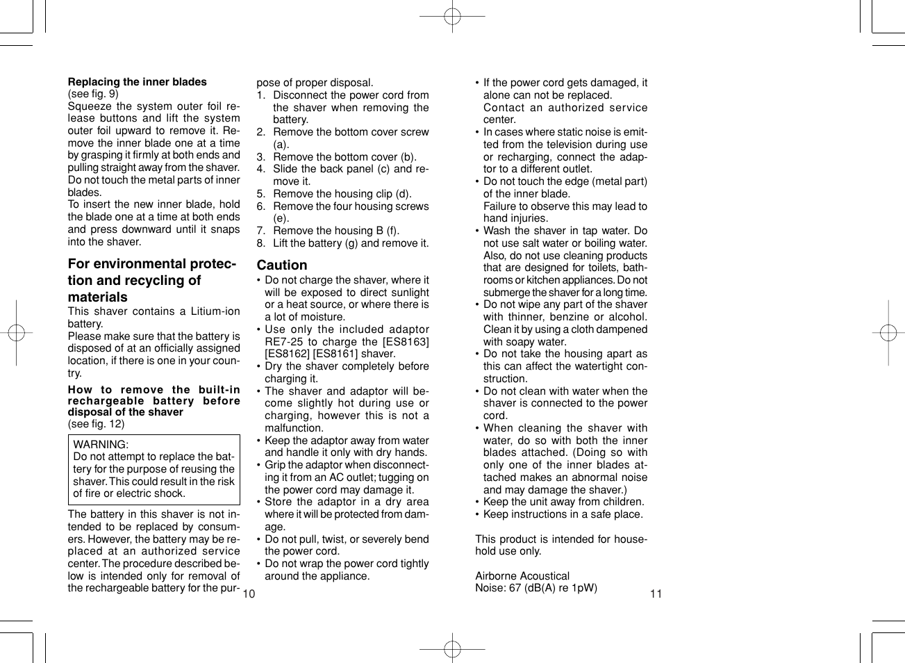 Panasonic ES8163 User Manual | Page 6 / 60