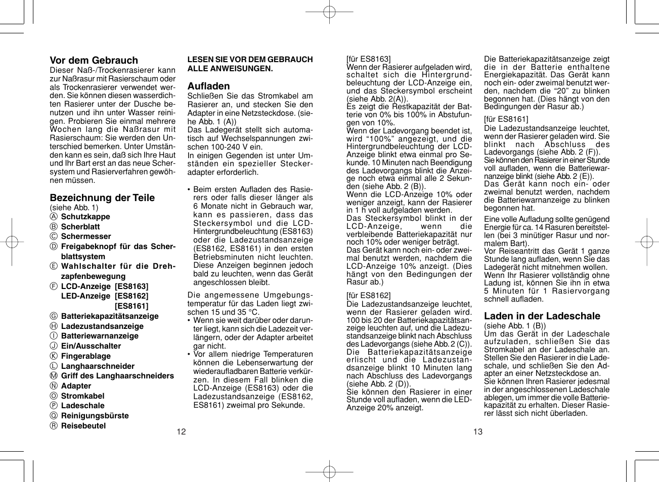 Panasonic ES8163 User Manual | Page 7 / 60