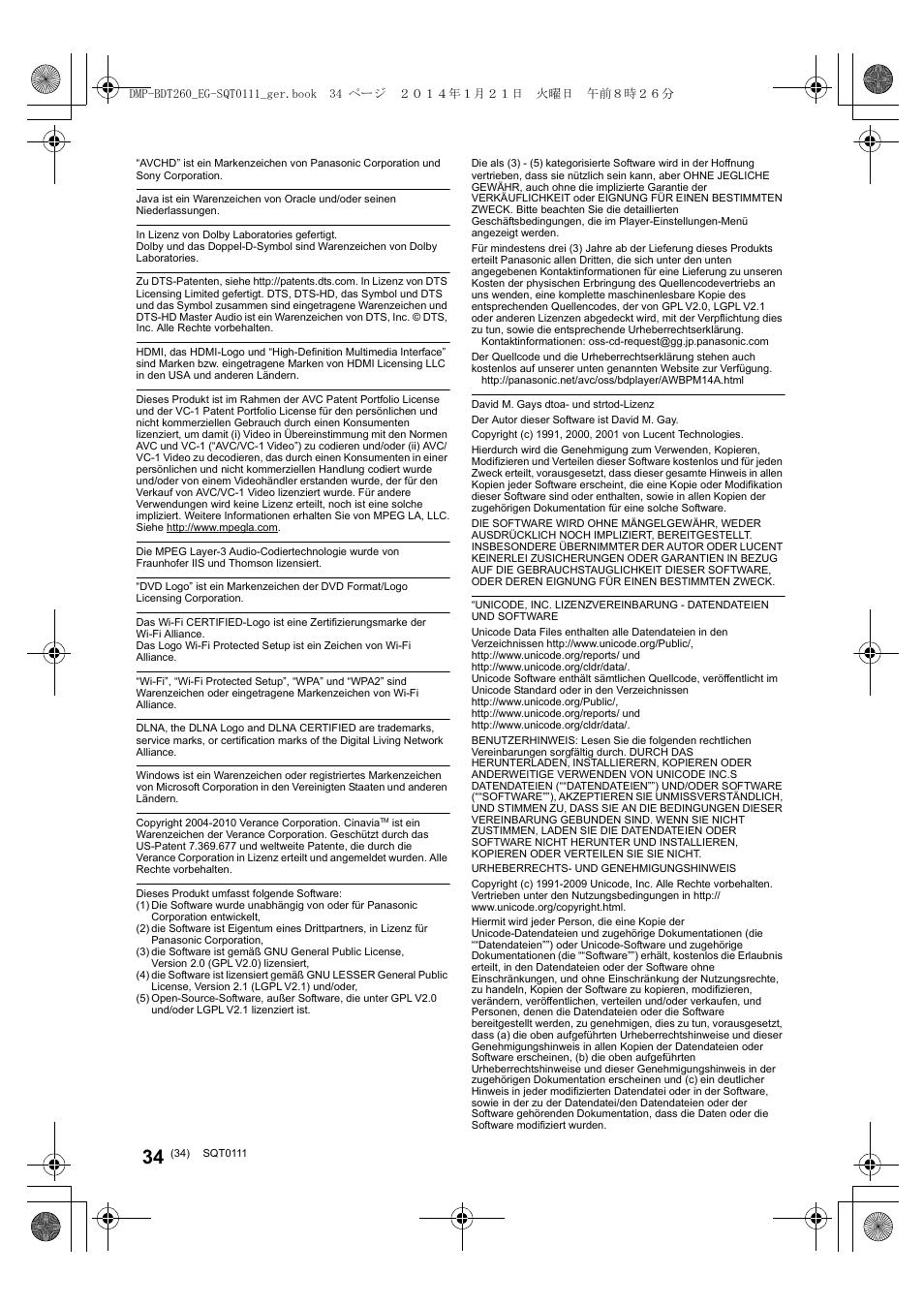 Panasonic DMPBDT161EG User Manual | Page 34 / 108