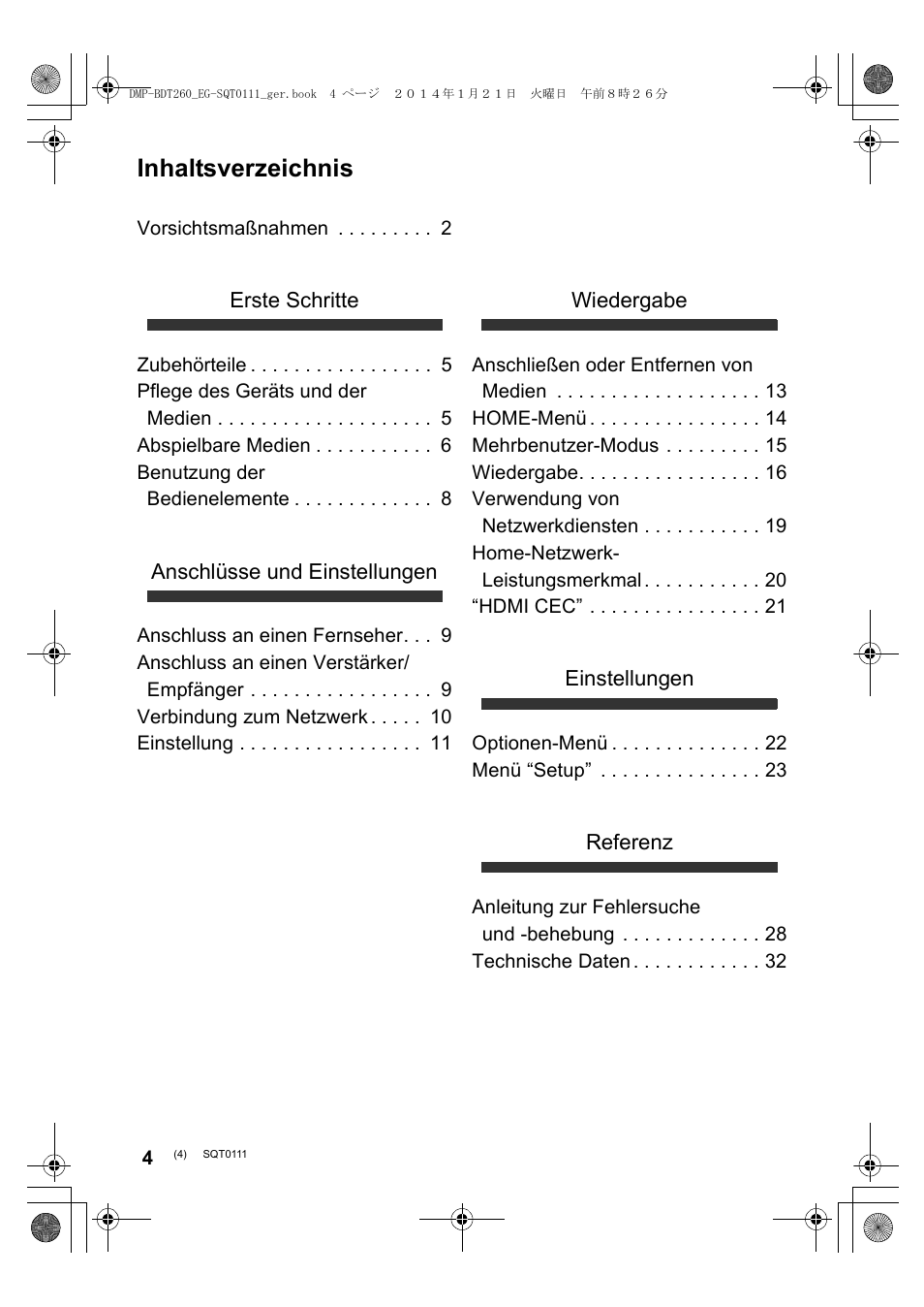 Panasonic DMPBDT161EG User Manual | Page 4 / 108