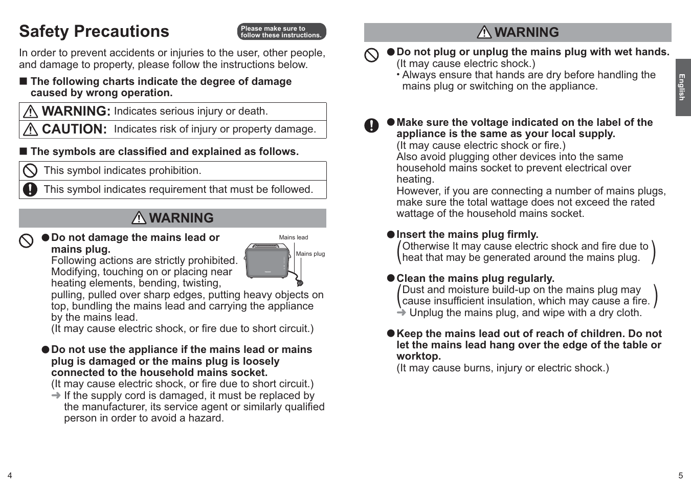 Safety precautions | Panasonic NTDP1 User Manual | Page 3 / 38