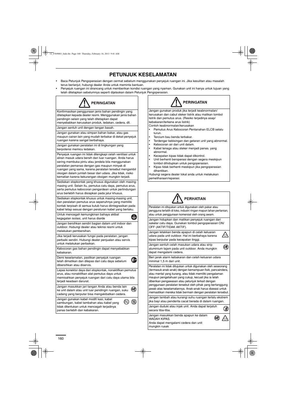 Petunjuk keselamatan | Panasonic S22MK2E5 User Manual | Page 160 / 180