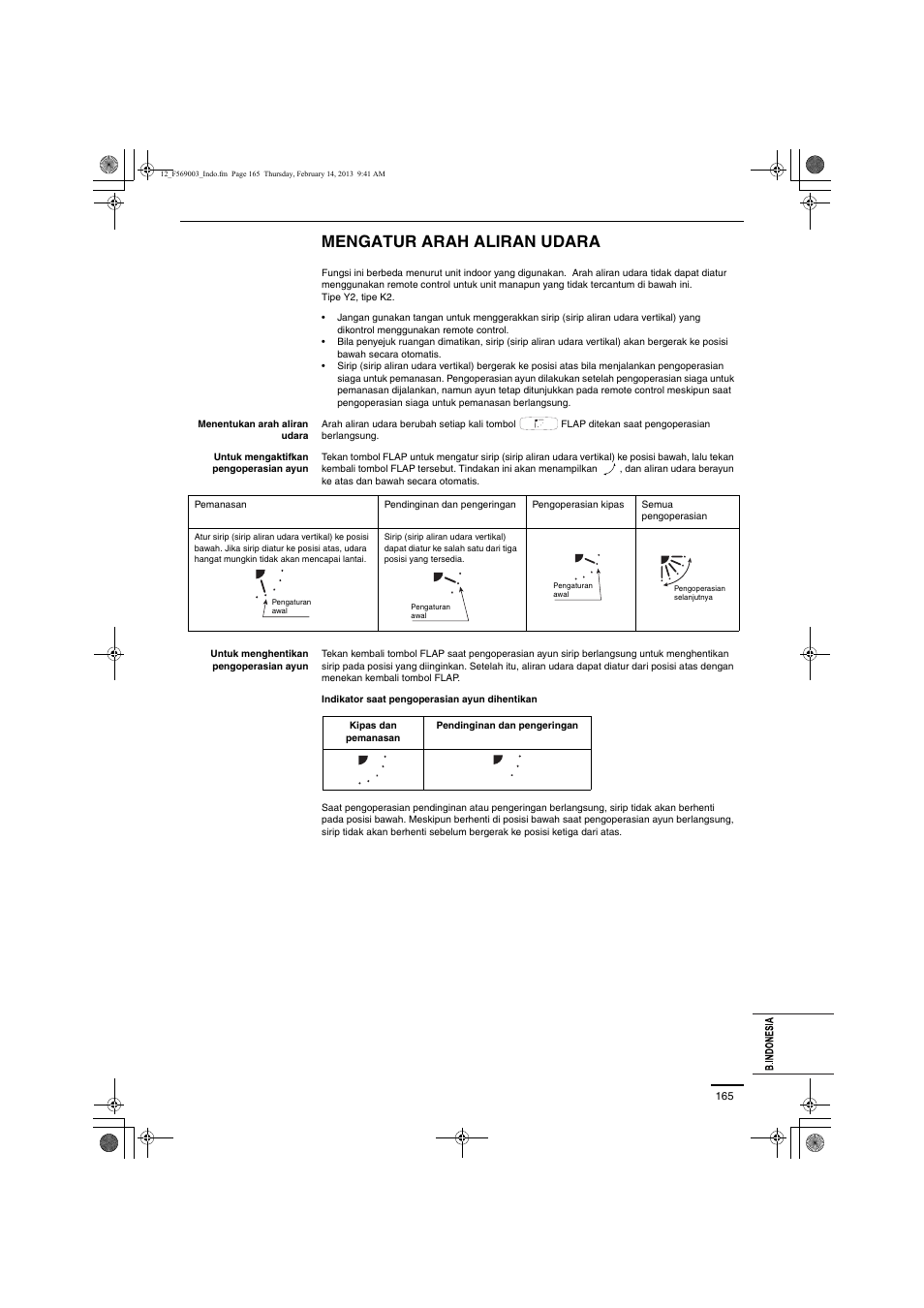 Mengatur arah aliran udara | Panasonic S22MK2E5 User Manual | Page 165 / 180