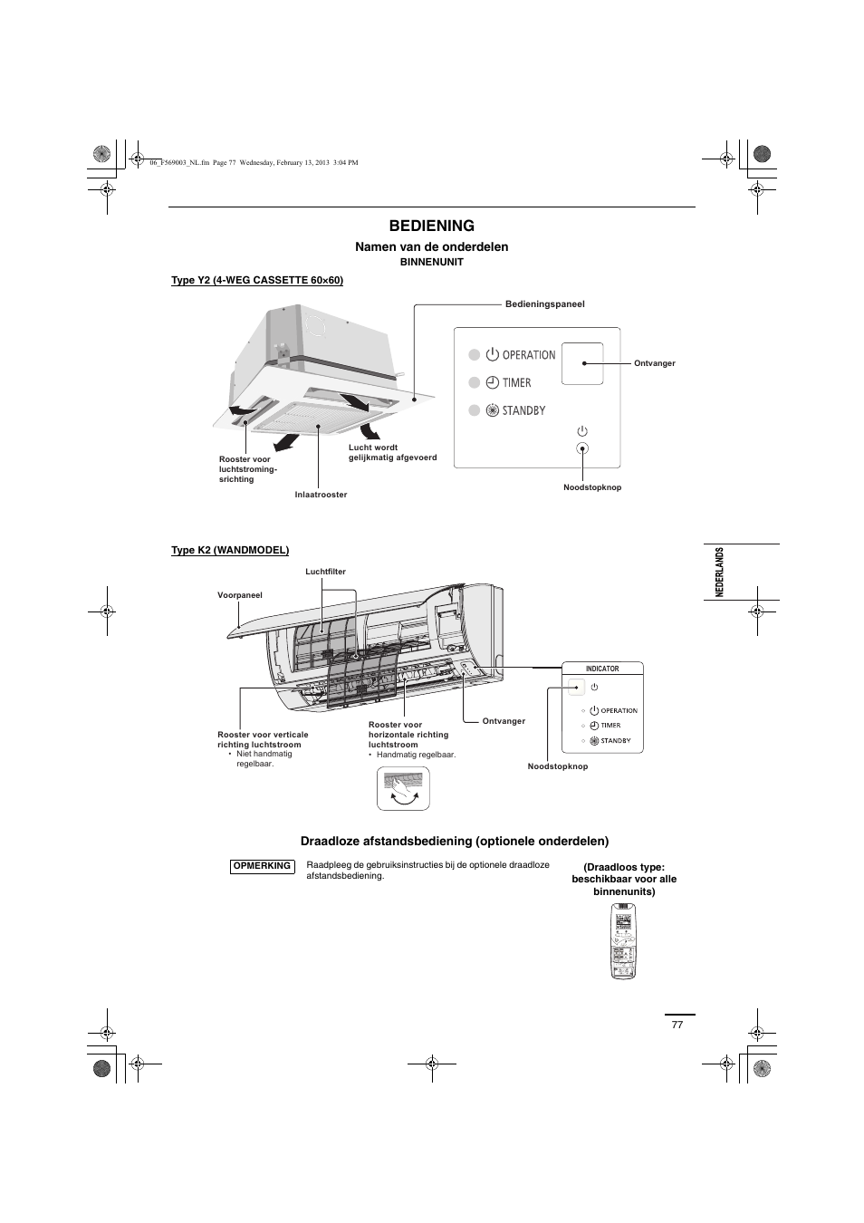 Bediening | Panasonic S22MK2E5 User Manual | Page 77 / 180