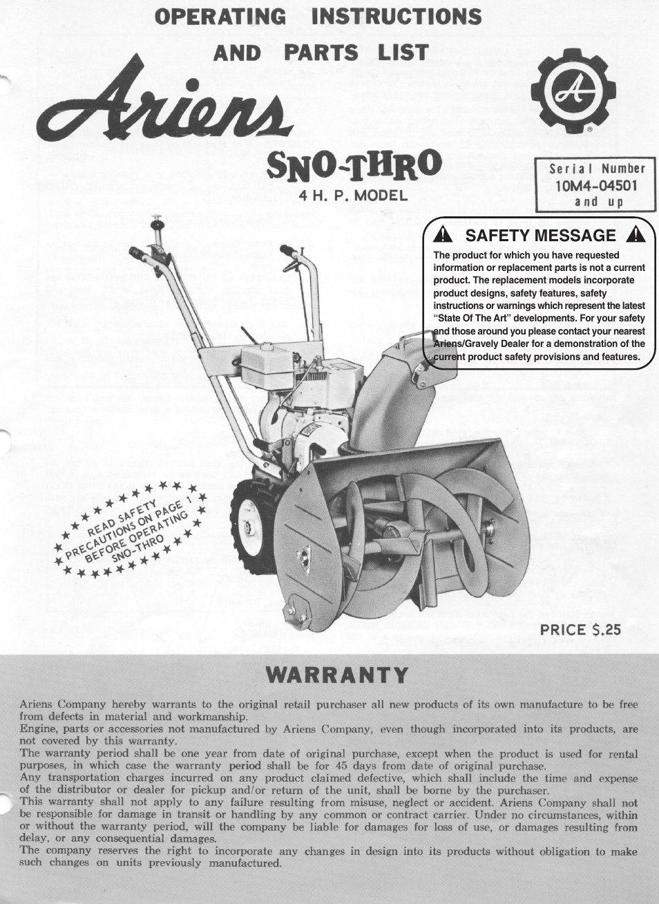 Ariens Sno-Thro ST4-65R User Manual | 11 pages