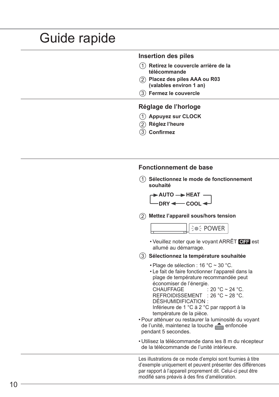 Guide rapide | Panasonic CURE18QKE User Manual | Page 10 / 52