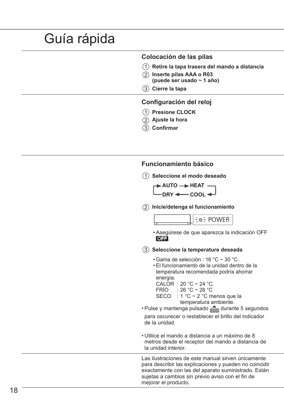 Guía rápida | Panasonic CURE18QKE User Manual | Page 18 / 52