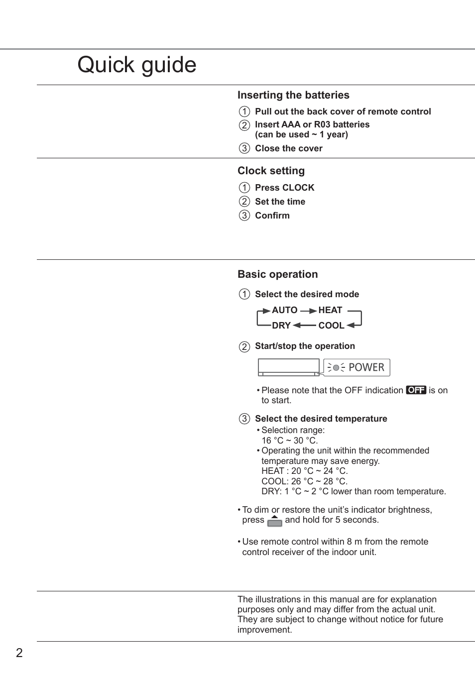 Quick guide | Panasonic CURE18QKE User Manual | Page 2 / 52