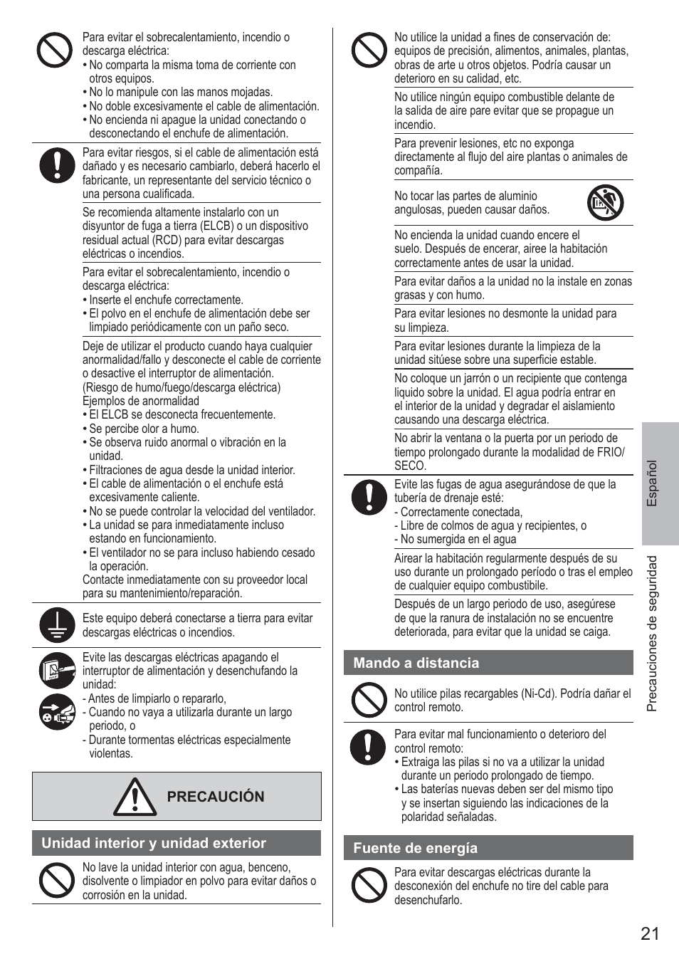 Panasonic CURE18QKE User Manual | Page 21 / 52