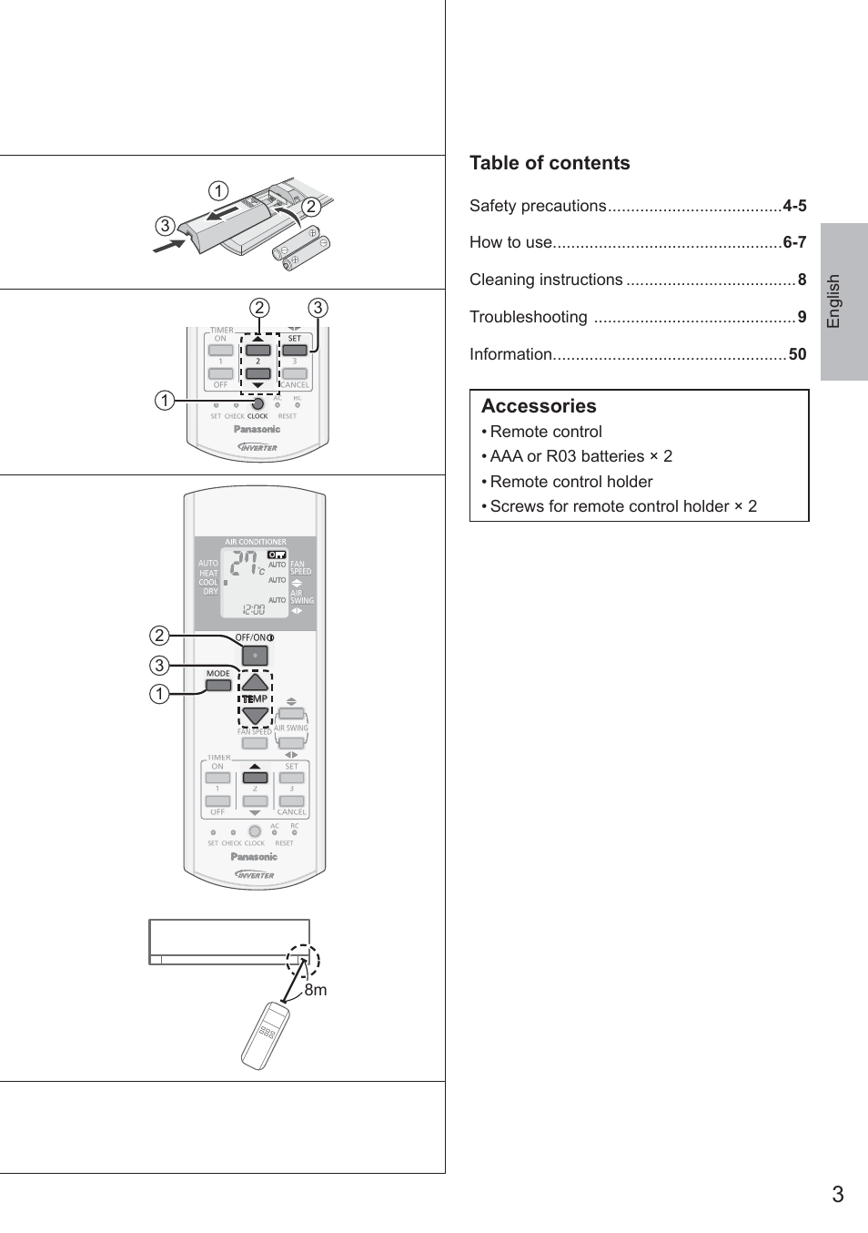 Panasonic CURE18QKE User Manual | Page 3 / 52