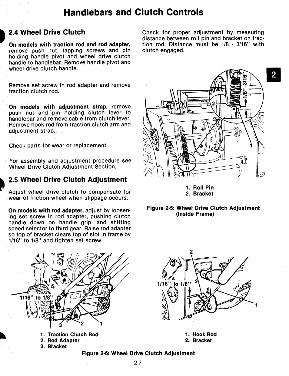 5 wheel drive clutch adjustment, 5 wheel drive clutch adjustment -7, Handlebars and clutch controls | 4 wheel drive clutch | Ariens 932 Series User Manual | Page 13 / 61