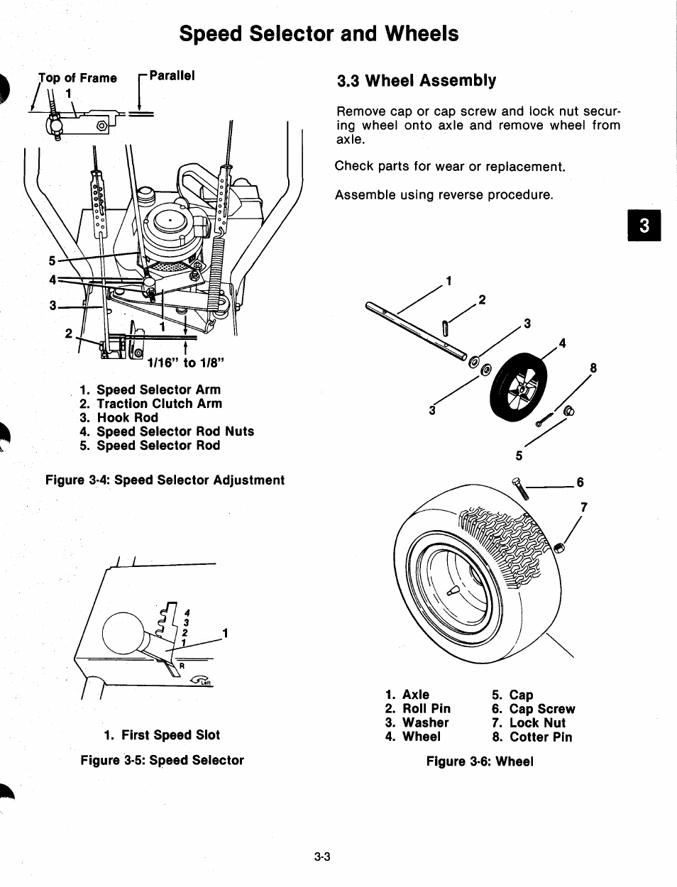 3 wheel assembly, Speed selector and wheels | Ariens 932 Series User Manual | Page 18 / 61