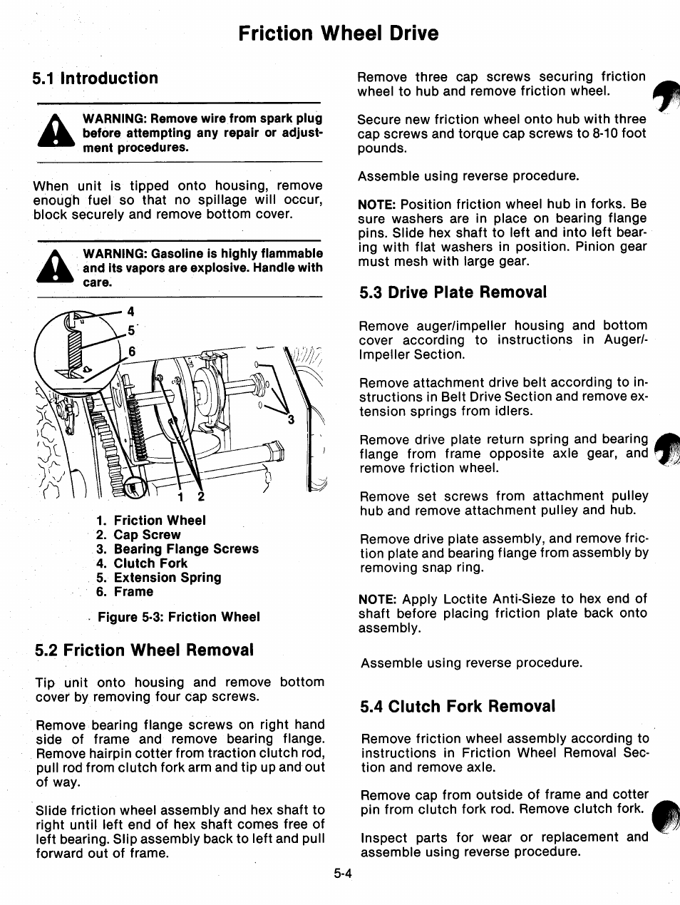 2 friction wheel removal, 3 drive plate removal, 2 friction wheei removal -4 | 3 drive plate removal -4, Friction wheei drive, 1 introduction, 4 clutch fork removal | Ariens 932 Series User Manual | Page 31 / 61