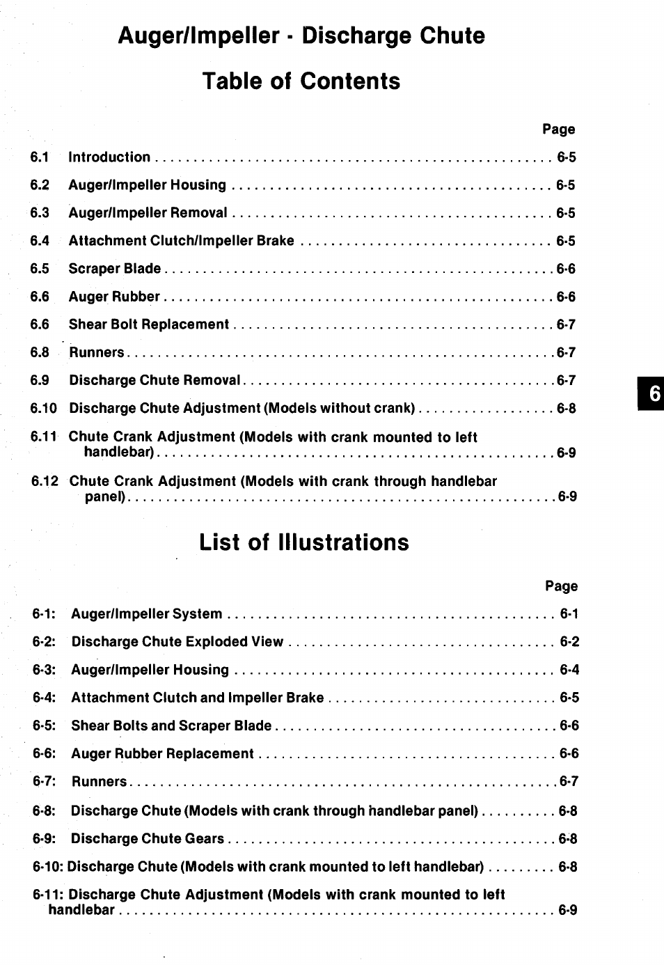 Auger/impeller - discharge chute table of contents, List of illustrations | Ariens 932 Series User Manual | Page 33 / 61