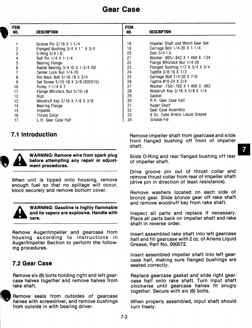 Gear case, 1 introduction, 2 gear case | Introduction -5 | Ariens 932 Series User Manual | Page 45 / 61