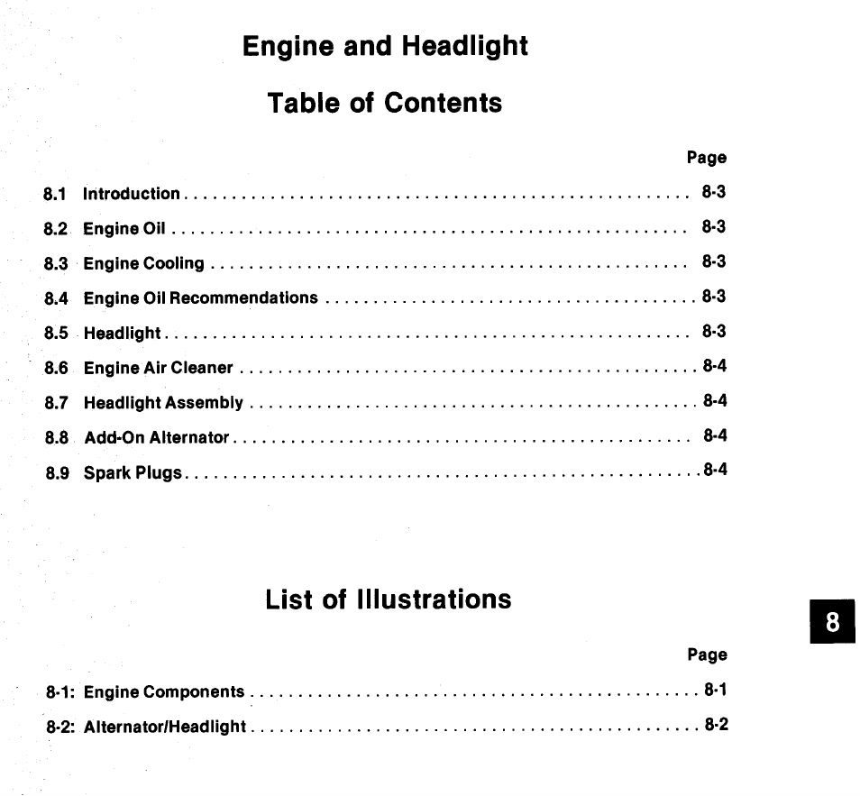 Engine and headlight table of contents, List of illustrations | Ariens 932 Series User Manual | Page 46 / 61