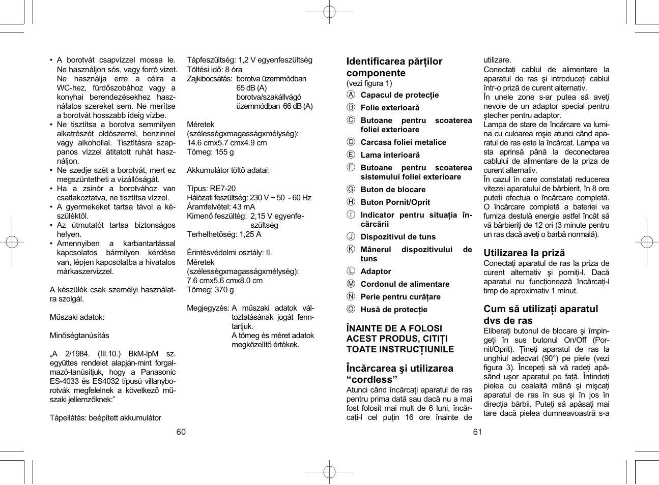 Panasonic ES4033 User Manual | Page 31 / 37