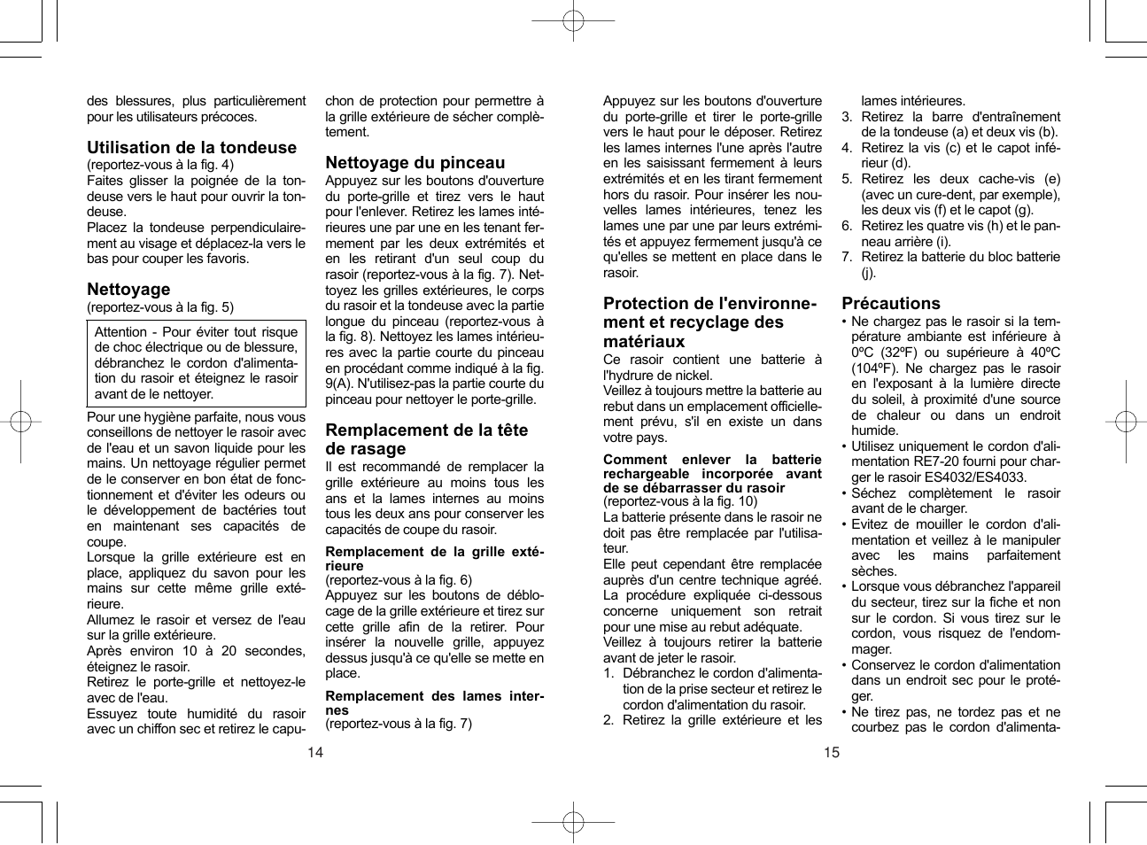 Panasonic ES4033 User Manual | Page 8 / 37