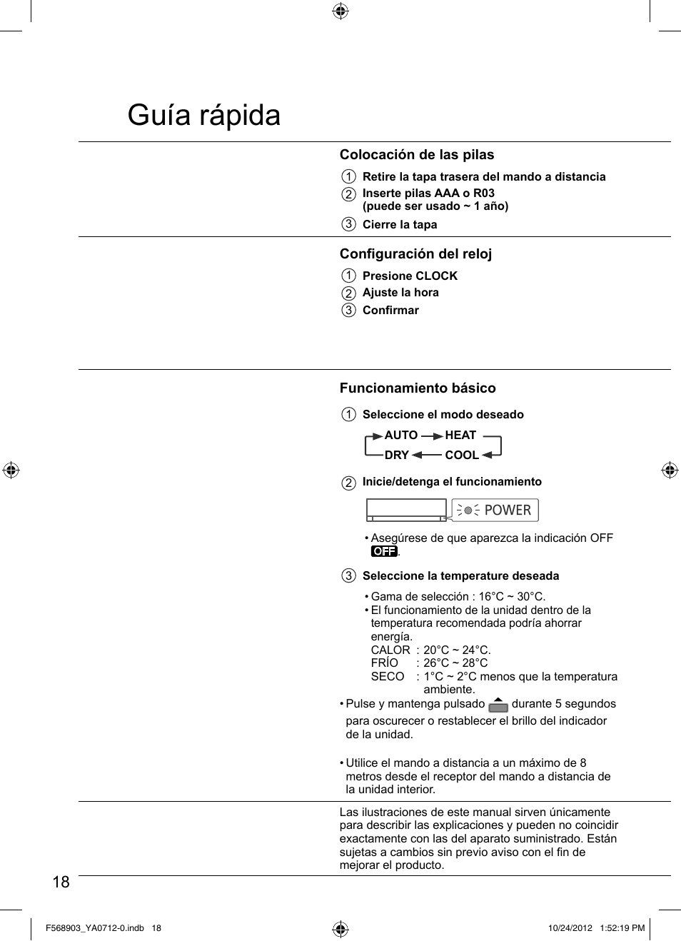 Guía rápida | Panasonic CSRE24PKE3 User Manual | Page 18 / 52