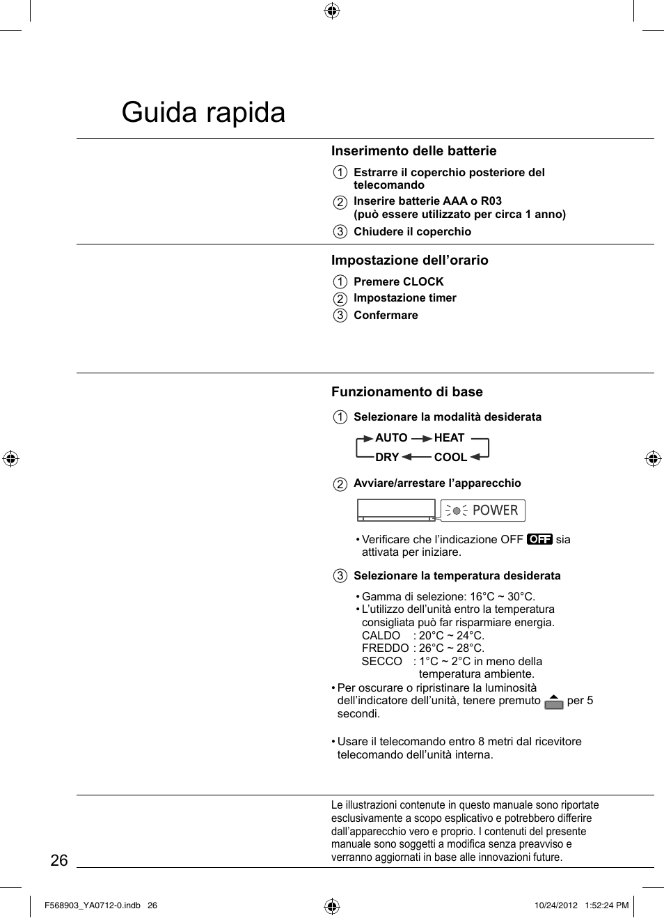 Guida rapida | Panasonic CSRE24PKE3 User Manual | Page 26 / 52