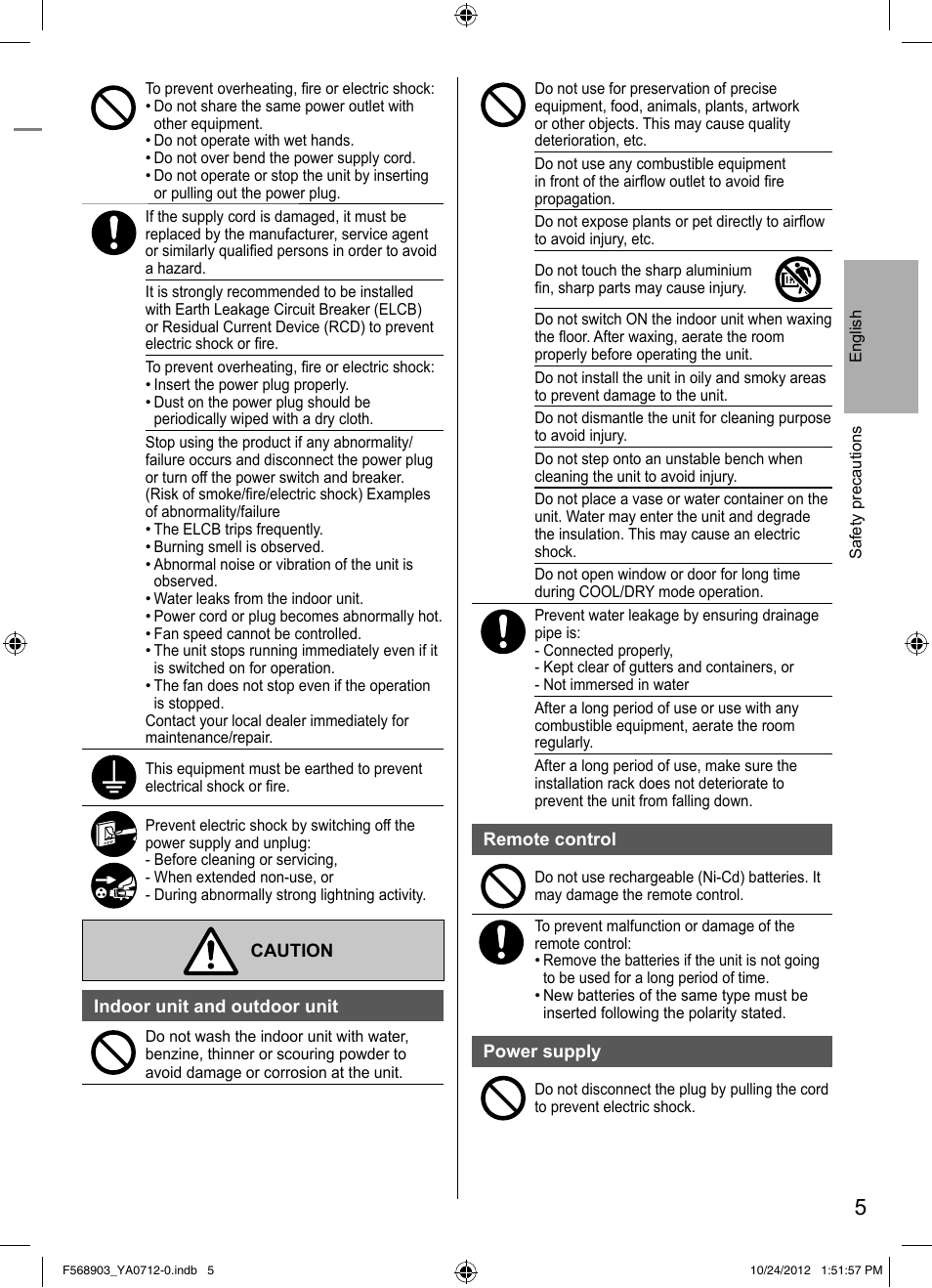 Panasonic CSRE24PKE3 User Manual | Page 5 / 52