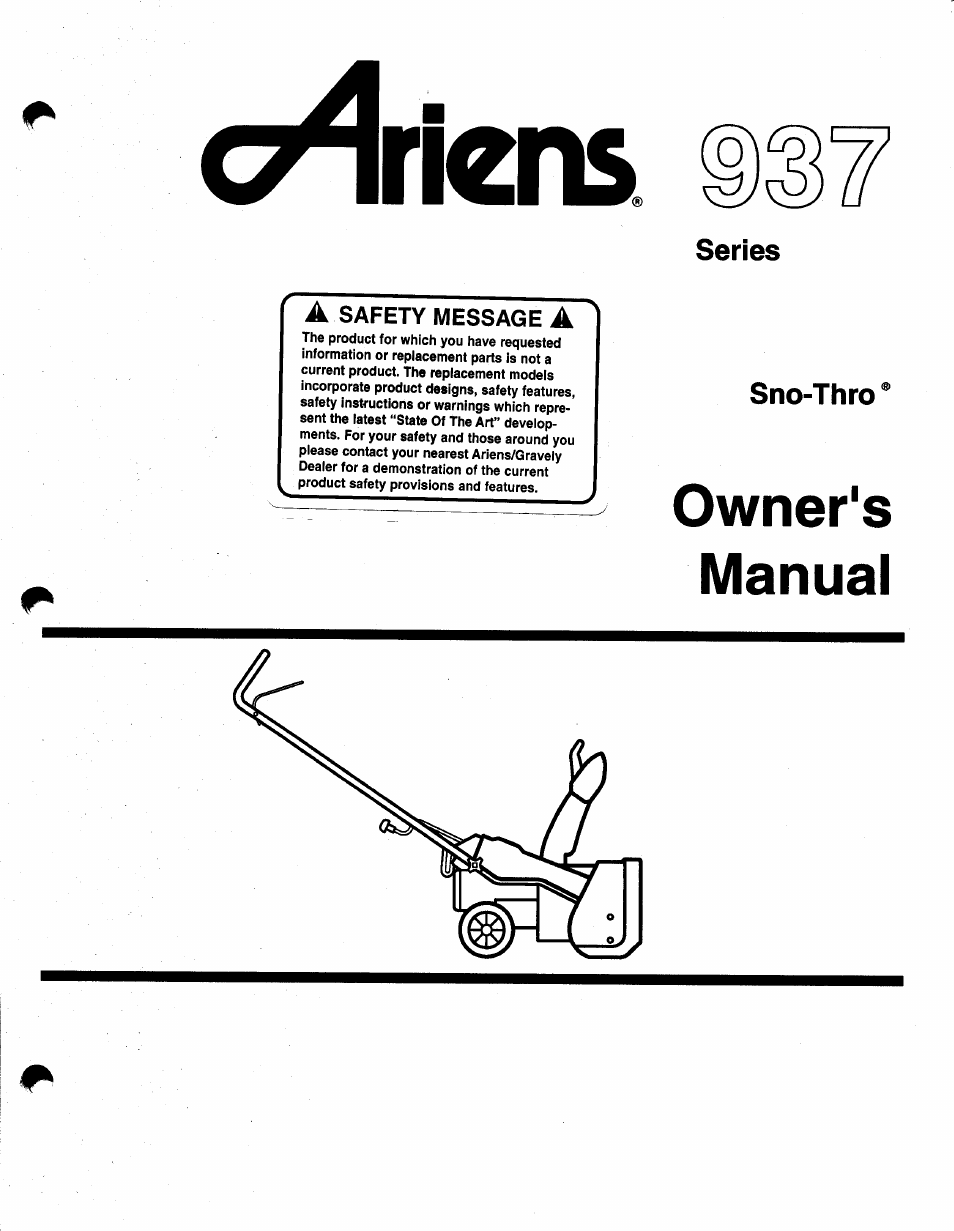 Ariens SNO-THRO 937 User Manual | 17 pages