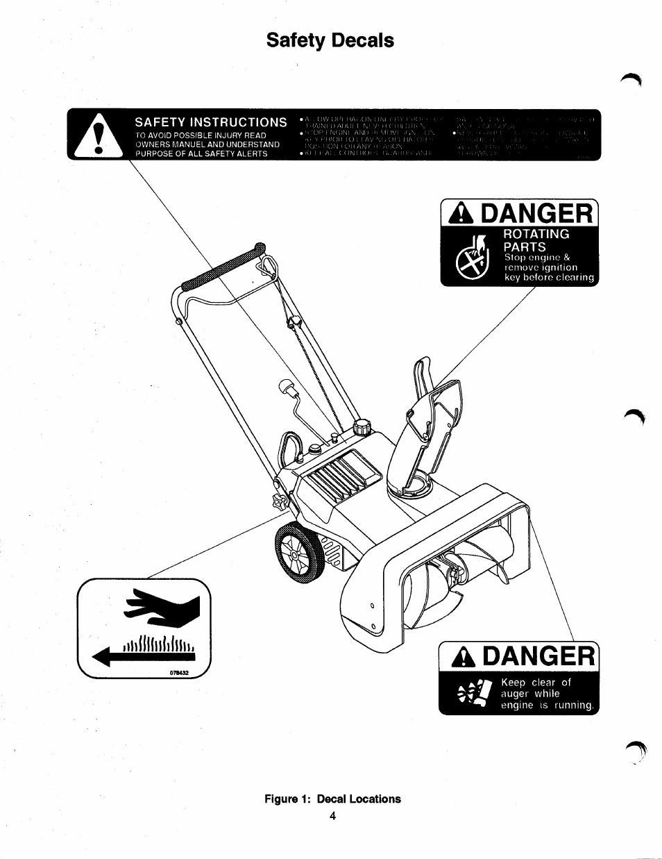 Safety decals, Danger | Ariens SNO-THRO 937 User Manual | Page 6 / 17