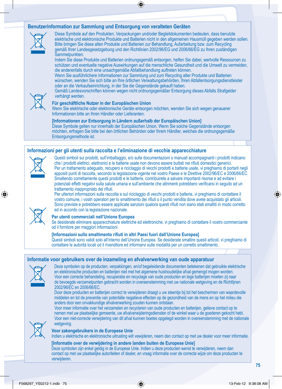 Panasonic WHMHF12D6E5 User Manual | Page 75 / 76